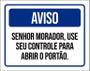 Imagem de Kit 3 Placas Aviso Morador Use Controle Abrir Portão