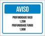 Imagem de Kit 3 Placas Aviso Profundidade Raso Fundo