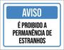 Imagem de Kit 3 Placas Aviso Proibido Permanência Estranhos 36X46