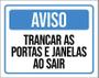 Imagem de Kit 3 Placas Aviso Trancar As Portas Janelas Sair