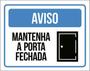 Imagem de Kit 3 Placas Azul Aviso Mantenha Porta Fechada Ícone