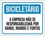 Imagem de Kit 3 Placas Bicicletário Empresa Não Responsabiliza Danos