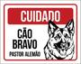 Imagem de Kit 3 Placas Cuidado Cão Bravo Pastor Alemão 36X46