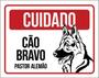 Imagem de Kit 3 Placas Cuidado Cão Bravo Pastor Alemão Pb 36X46