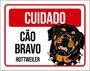 Imagem de Kit 3 Placas Cuidado Cão Bravo Rottweiler 36X46