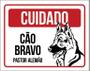 Imagem de Kit 3 Placas Cuidado Cão Cachorro Bravo Pastor Alemão