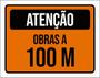 Imagem de Kit 3 Placas De Atenção Obras A 100 Metros 36X46