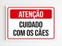 Imagem de kit 3 placas de aviso atenção cuidado com os cães mdf