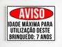 Imagem de kit 3 placas de aviso idade máxima para o brinquedo 7 anos