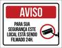 Imagem de Kit 3 Placas De Aviso Para Sua Segurança Local Filmado 24H