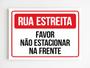 Imagem de kit 3 Placas de aviso rua estreita não estacione na frente