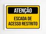 Imagem de kit 3 placas de sinalização escada de acesso restrito mdf