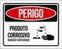 Imagem de Kit 3 Placas De Sinalização - Perigo Produto Corrosivo