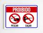 Imagem de kit 3 placas de sinalização proibido pescar ou caçar mdf a4