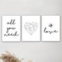 Imagem de Kit 3 Placas Decorativas All You Need Is Love 20x30