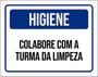 Imagem de Kit 3 Placas Higiene Colabore Com Turma Da Limpeza 36X46