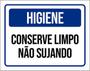 Imagem de Kit 3 Placas Higiene Conserve Limpo Não Sujando Azul