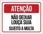 Imagem de Kit 3 Placas Não Deixar Louça Suja Multa 36X46