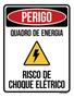 Imagem de Kit 3 Placas Perigo Quadro Energia Risco Choque Elétrico