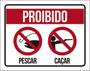 Imagem de Kit 3 Placas Proibido Pescar Caçar Ícone 36X46