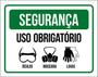 Imagem de Kit 3 Placas Segurança Uso Obrigatório Óculos Máscara Luva