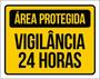 Imagem de Kit 3 Placas Sinalização Área Protegida Vigilância 24 Horas