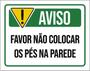 Imagem de Kit 3 Placas Sinalização Aviso Favor Não Colocar Pés Parede