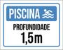 Imagem de Kit 3 Placas Sinalização - Piscina Profundidade 1M5