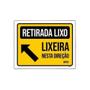 Imagem de Kit 3 Placas Sinalização Retirada Lixo Lixeira Nesta Direção