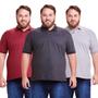 Imagem de Kit 3 Polos Masculinas Plus Size Piquet