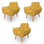 Imagem de Kit 3 Poltronas Decorativa Opala Sala de Estar Tecido Suede Amarelo Kimi Decor