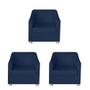 Imagem de Kit 3 Poltronas Decorativa para Sala de Estar 68cm Tilla Suede Azul Marinho - Mafer