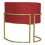 Imagem de Kit 3 Poltronas Decorativa Sala de Estar Luana Base Gold Suede Vermelho - Montanaris Decor