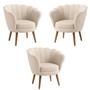 Kit 3 Poltronas Decorativas Pétala Sala de Estar Tecido Veludo Bege Kimi Decor Imagem de Kit 3 Poltronas Decorativas Pétala Sala de Estar Tecido Veludo Bege Kimi Decor