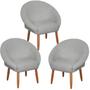 Imagem de Kit 3 Poltronas Ibiza para Sala de Espera Decorativa Cadeira Estofada Resistente Escritório Recepção Manicure