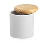 Imagem de Kit 3 porta cotonete porcelana com tampa madeira pote louça