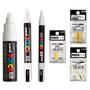 Imagem de Kit 3 Posca Branco PC-3M PC-5M PC-8K + Refil