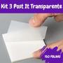 Imagem de Kit 3 Post It Transparente Adesivo À Prova D'Água - Branco