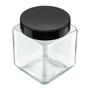Imagem de Kit 3 Pote 1,2L Recipiente Vidro Quadrado Invicta Preto