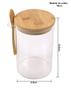 Imagem de Kit 3 Pote De Vidro Hermético Com Tampa E Colher Bambu 760ml Mantimentos Marmita Porta Tempero