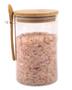 Imagem de Kit 3 Pote De Vidro Hermético Com Tampa E Colher Bambu 760ml Mantimentos Marmita Porta Tempero