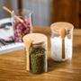 Imagem de Kit 3 Pote De Vidro Hermético Com Tampa E Colher Bambu 760ml Mantimentos Marmita Porta Tempero