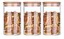 Imagem de Kit 3 Pote De Vidro Hermético Redondo Com Tampa Bambu 1 litro Mantimentos Marmita Porta Tempero  