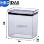 Imagem de Kit 3 Pote Hermético Retangular Lumini 580ml /1300ml /2600ml