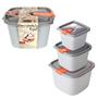 Imagem de Kit 3 pote mantimentos com trava tampa vasilhas plástico alimento marmita geladeira tapuer tapoer