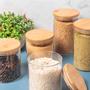 Imagem de Kit 3 Pote Porta Condimentos Mantimentos Design Elegante Tampa De Bambu Hermético 900ml