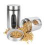 Imagem de Kit 3 Pote Porta Mantimento em Inox com Visor de Vidro Em Casa Tem 600ml
