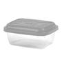 Imagem de Kit 3 Pote Retangular Plástico Com Tampa 400Ml 800Ml 1,5Lt