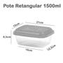 Imagem de Kit 3 Pote Retangular Plástico Com Tampa 400Ml 800Ml 1,5Lt