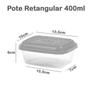 Imagem de Kit 3 Pote Retangular Plástico Com Tampa 400Ml 800Ml 1,5Lt